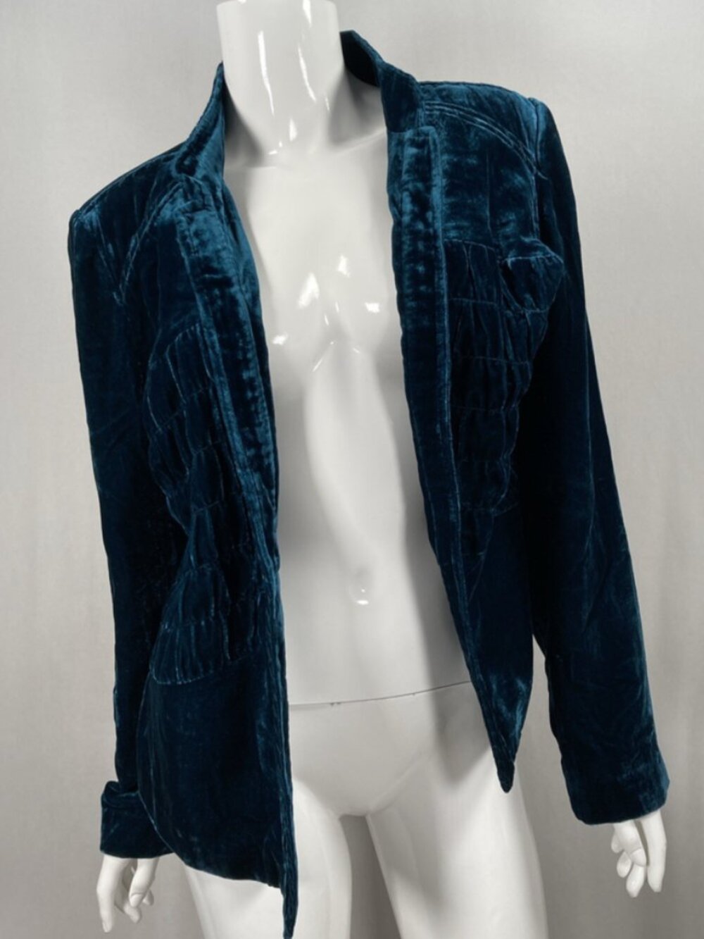 NWT Chico's Jacket Velvet Chord LS Jack Darkest Teal Sz 1